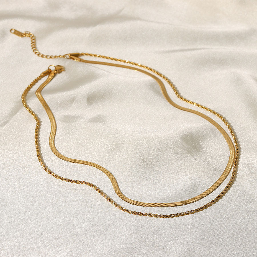 2pcs/set Metal Punk Twisted Snake Bone Chain Necklace-consonak