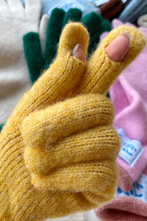 Solid Color Macaron Color Warm Knitted Touch Screen Gloves-consonak
