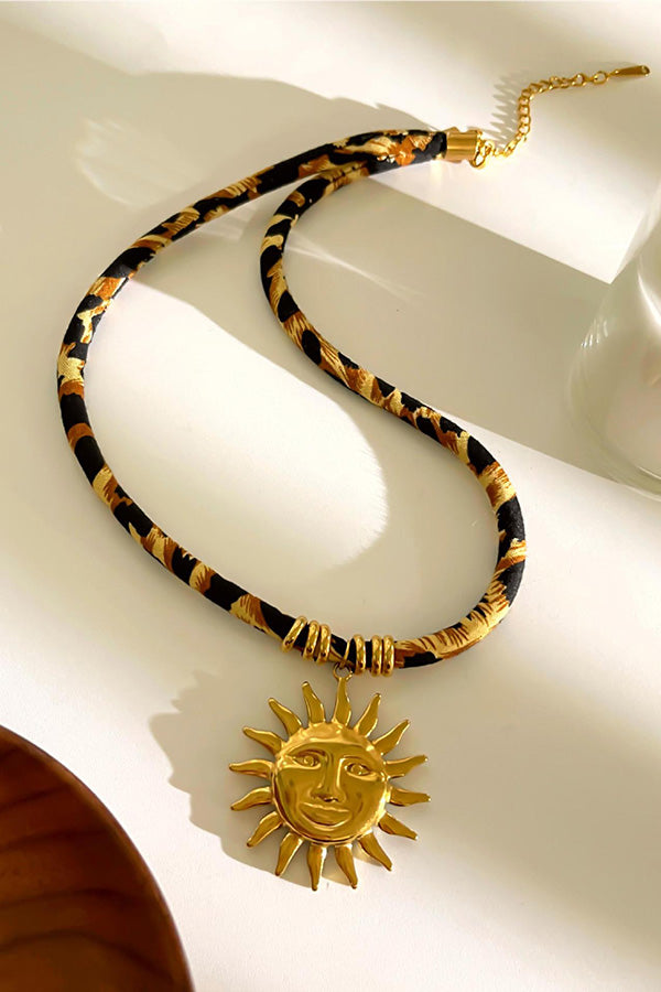 Leopard Print Velvet Rope Design Stainless Steel Necklace | Consonak