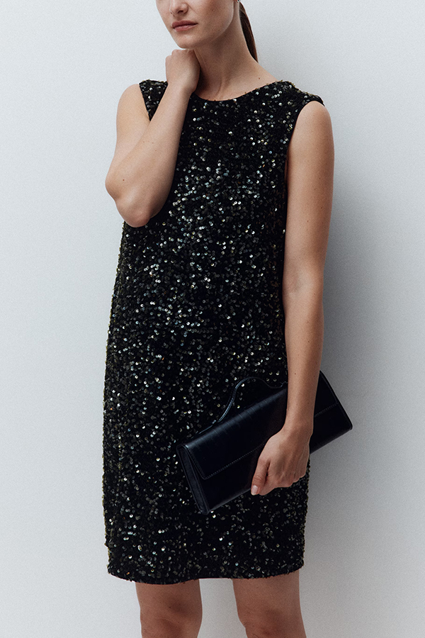 Glam Season Velvet Sequin Back Oversized Bow Design Sleeveless Loose Mini Dress-consonak