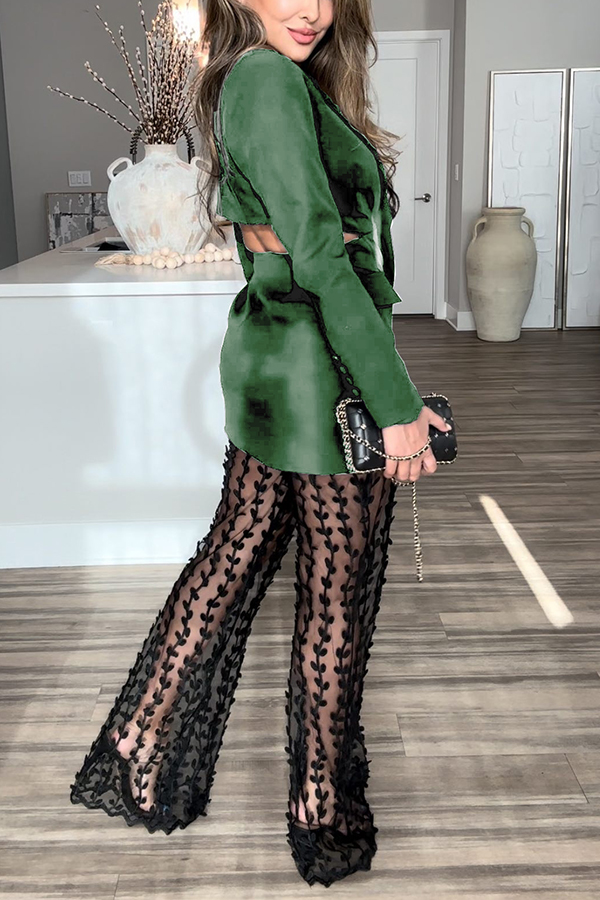 Queen Temperament Button Up Long Sleeve Backless Lapel Blazer-consonak