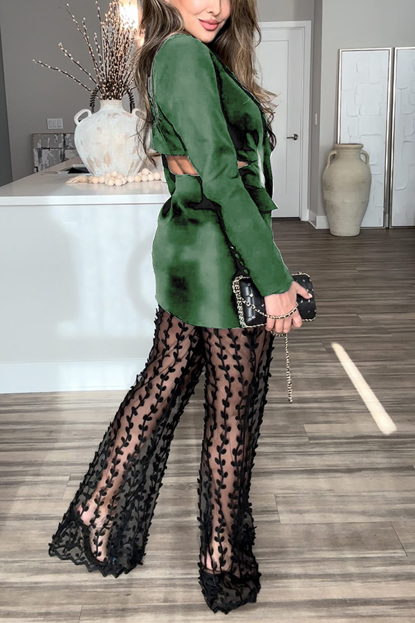 Queen Temperament Button Up Long Sleeve Backless Lapel Blazer-consonak