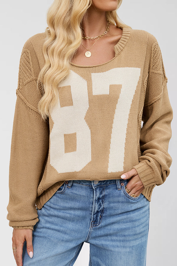 Fashionable Digital Jacquard Loose Long-sleeved Knit Sweater | Consonak