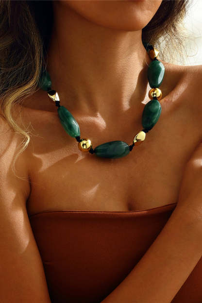 Bohemian Vintage Resin Beaded Necklace-consonak