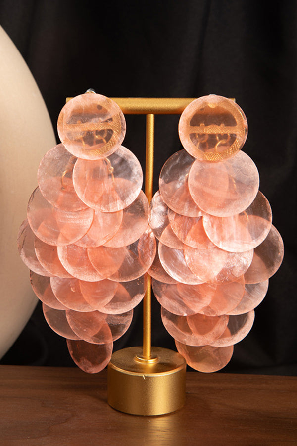 Resort Style Colorful Round Shell Tassel Earrings-consonak