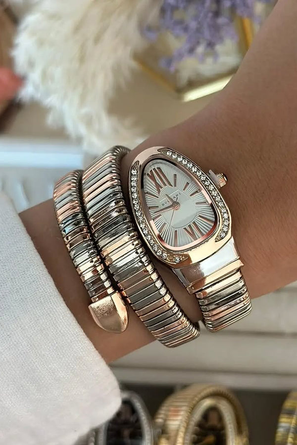 Fashionable Quartz Snake Bracelet Watch-consonak