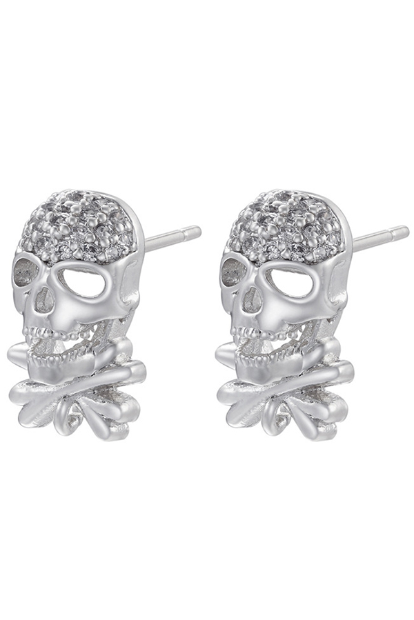 Halloween Zircon Skull Stud Earrings-consonak
