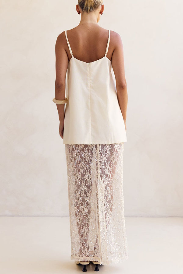 Sloane Square Neck Adjustable Shoulder Straps A-line Top-consonak