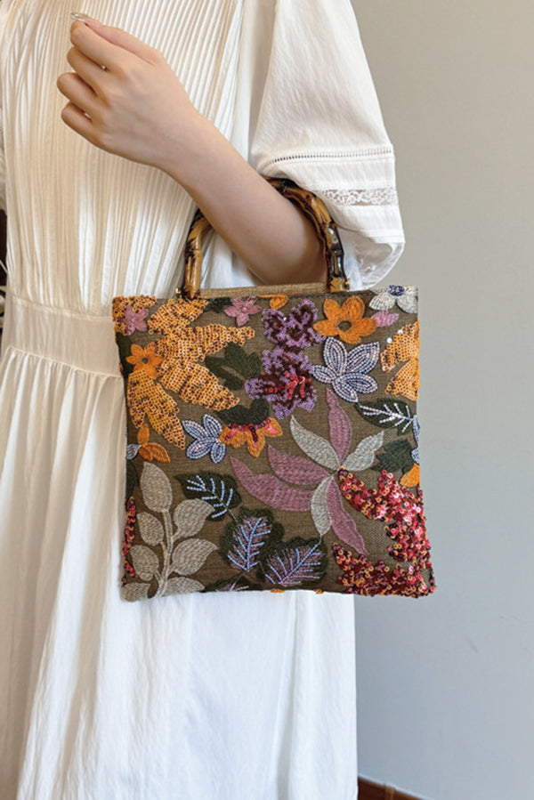 Colorful Sequin Vintage Embroidery Tote Bag | Consonak