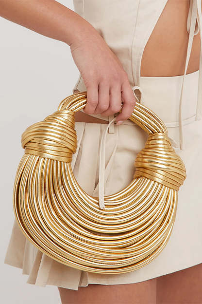 Faux Leather Knotted Detail Lace-up Shoulder Bag-consonak