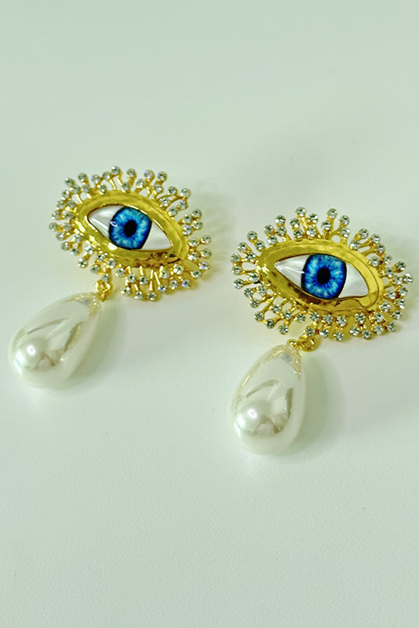 Fashionable Evil Eye Diamond Earrings-consonak