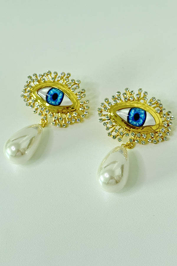 Fashionable Evil Eye Diamond Earrings-consonak