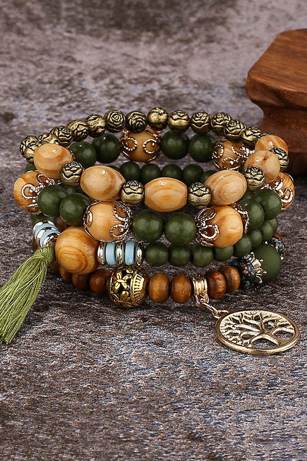 Bohemian Multi-layered Wood Beaded Bracelet-consonak