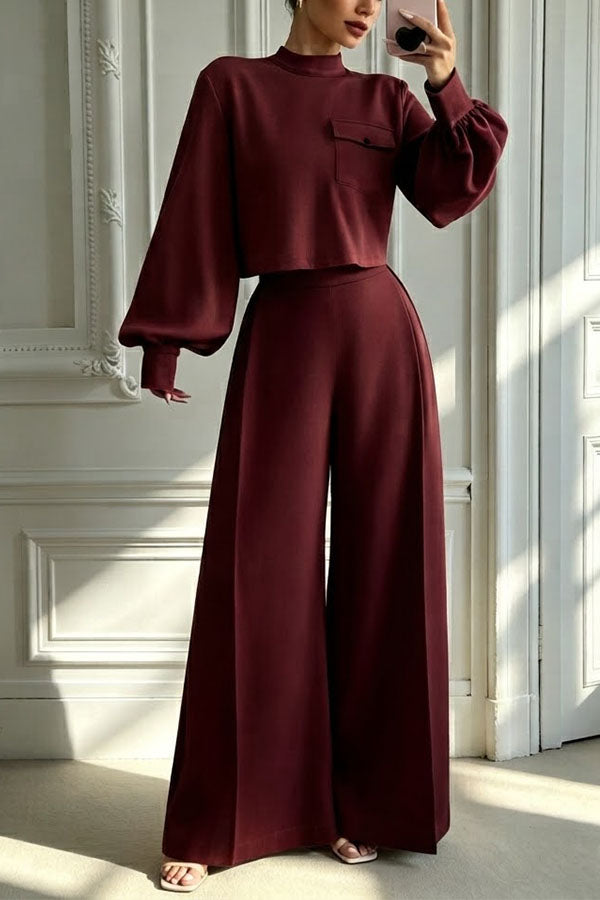 The Ultimate Chic Matching Set: Crop Top & Wide-Leg Pants-Consonak