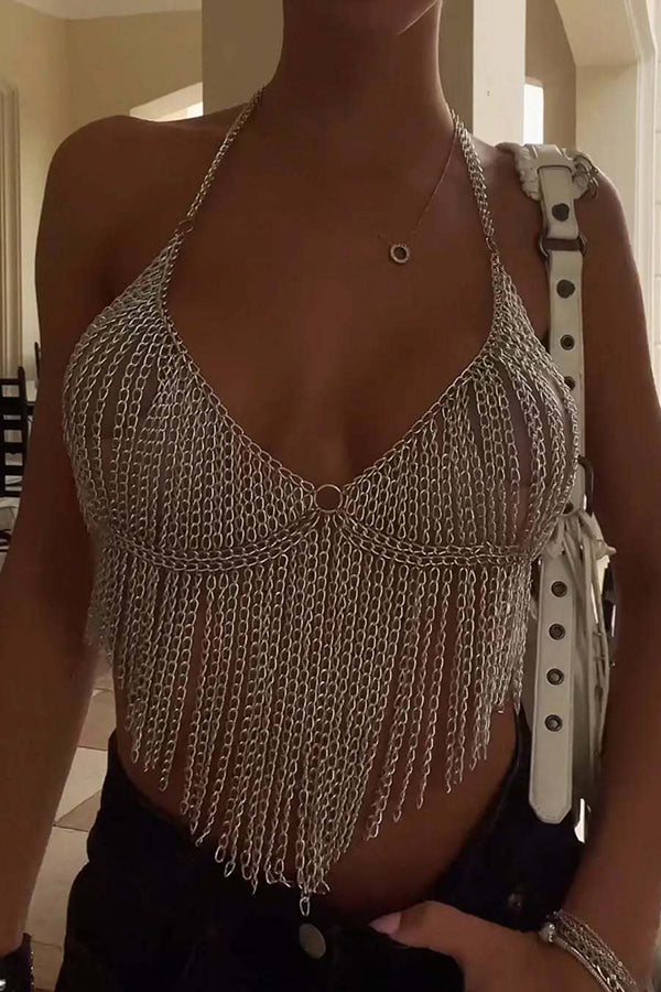 Tassel Vest Top Chain Bra Chest Chain-consonak