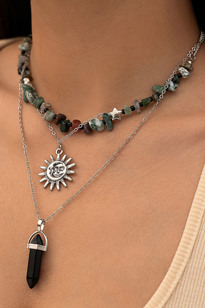 Ethnic Style Stacked Gravel Beaded Necklace-consonak