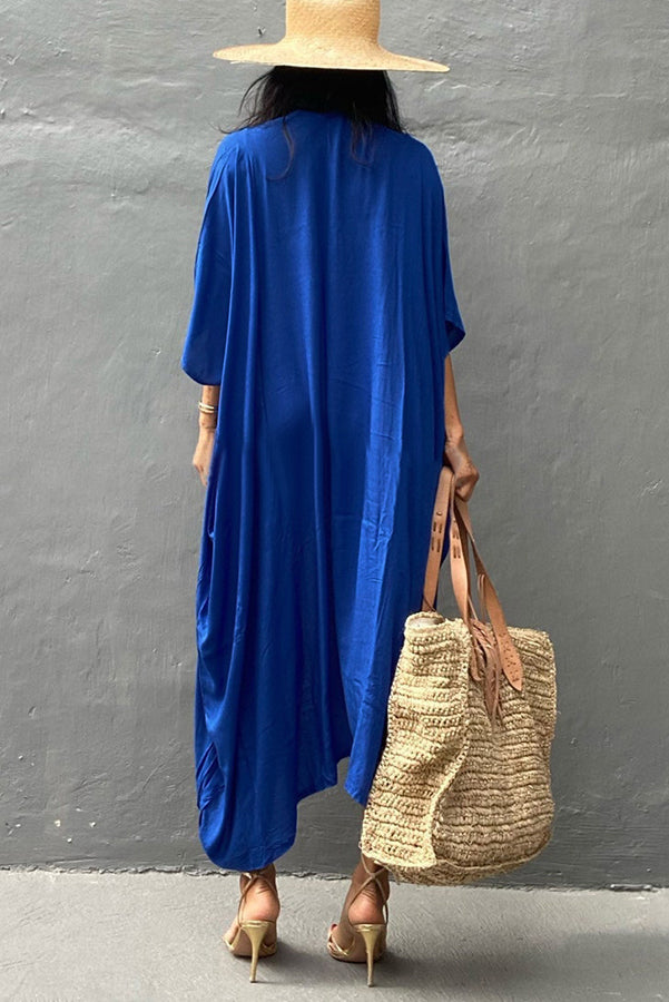 Summertime In Venice Solid Color Kimono Beach Cover-up-consonak