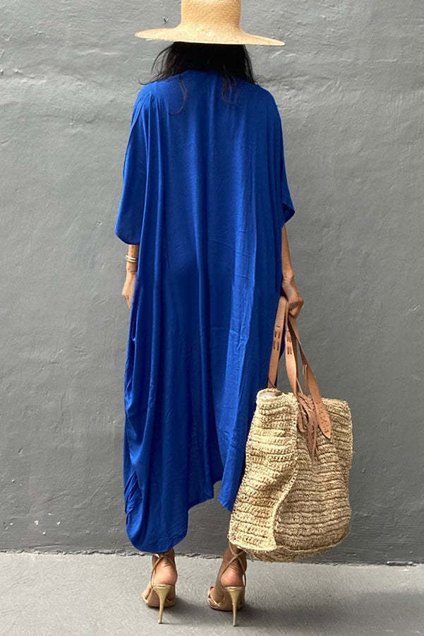 Summertime In Venice Solid Color Kimono Beach Cover-up-consonak