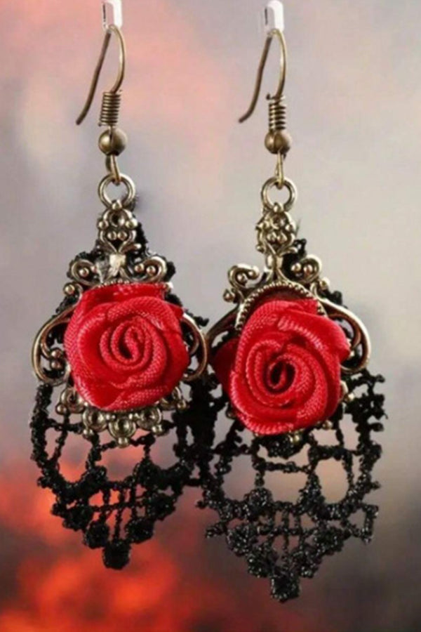Dark-style Rose Earrings-Consonak