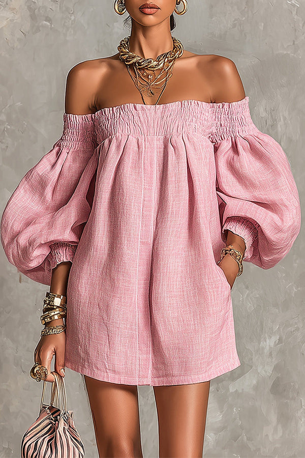 Sienna Lantern Sleeve Off-The-Shoulder Dress-Consonak