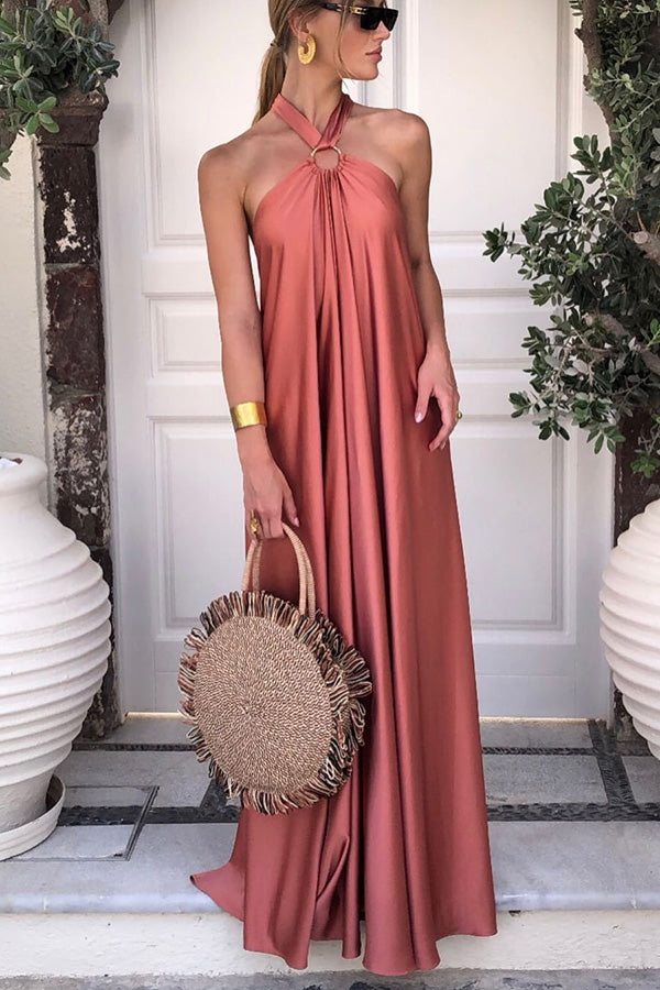 Classy and Fabulous Satin Halter Backless Party/Vocation Maxi Dress | Consonak