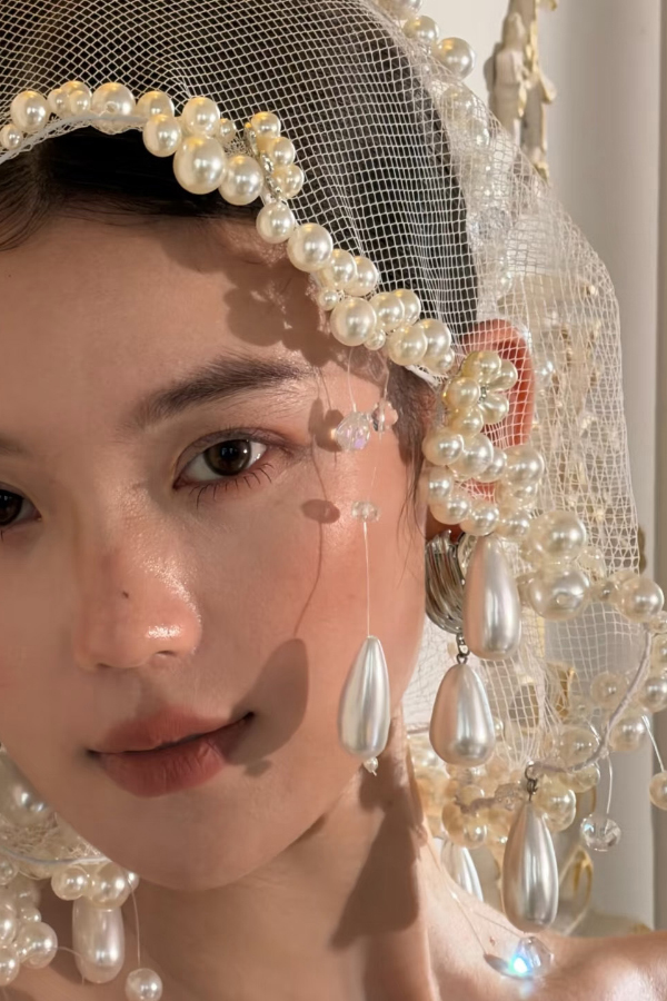 Elegant Retro Pearl Tassel Veil | Consonak