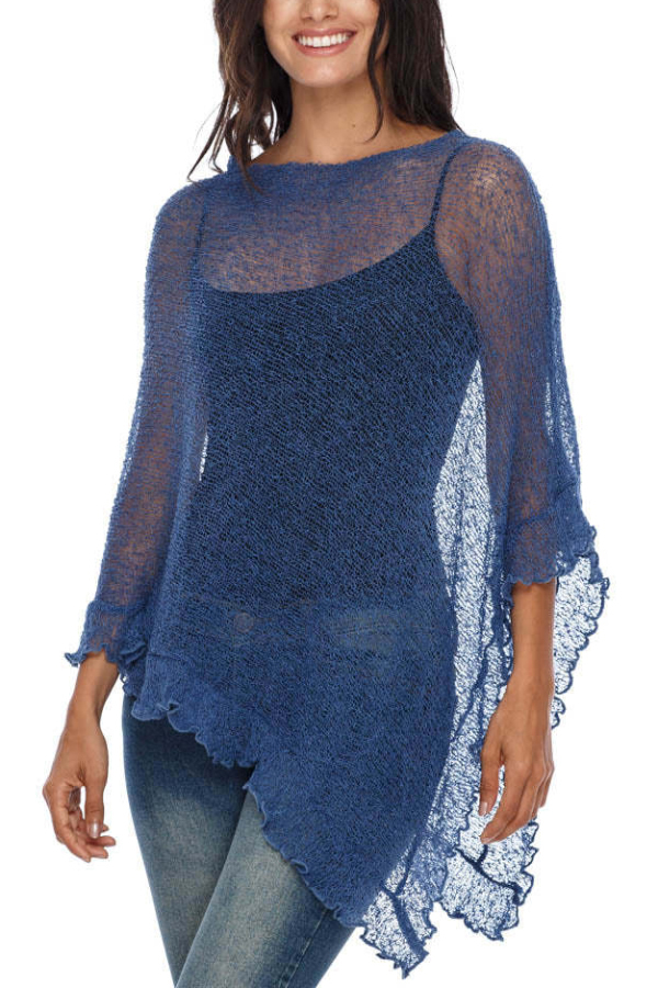 Solid Color Loose-fitting See-through Irregular Casual Cover-up-consonak