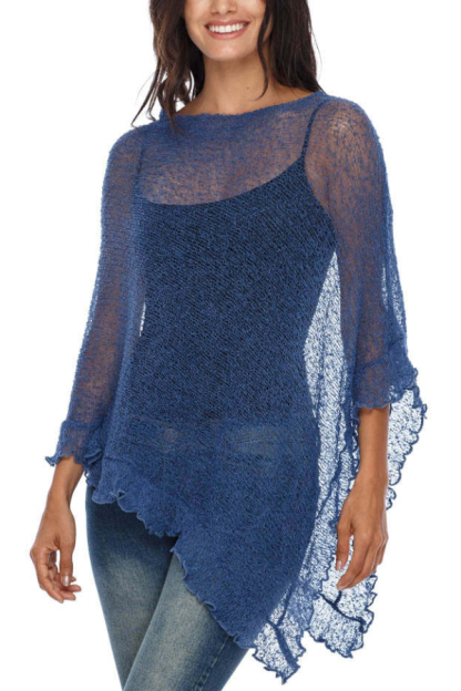 Solid Color Loose-fitting See-through Irregular Casual Cover-up-consonak