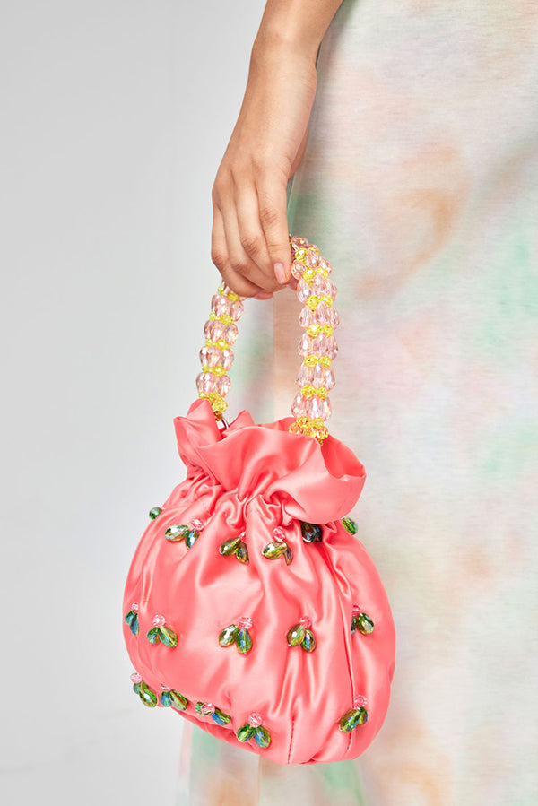 Drop-shaped Crystal-embellished Handmade Fabric Tote-consonak