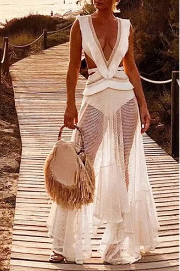 Sexy See-through Mesh Lace Resort Beach Skirt | Consonak