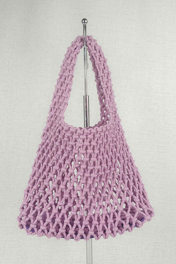 Lazy Style Fishnet Woven Tote Bag-consonak