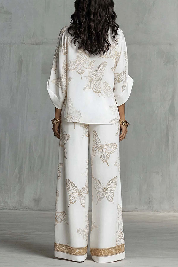 Flowy Butterfly Pattern Two-Piece Set-Consonak