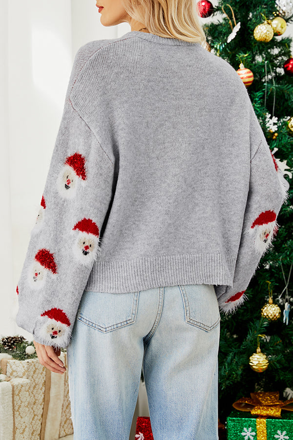 Christmas Print Crew Neck Long Sleeve Sweater | Consonak