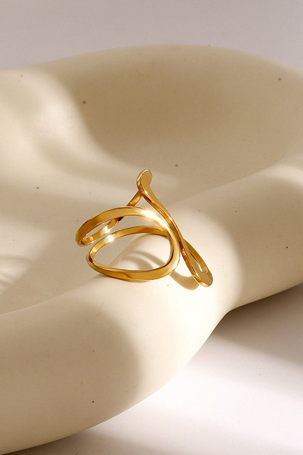 Simple Special-shaped Lines Stainless Steel Open Ring-consonak