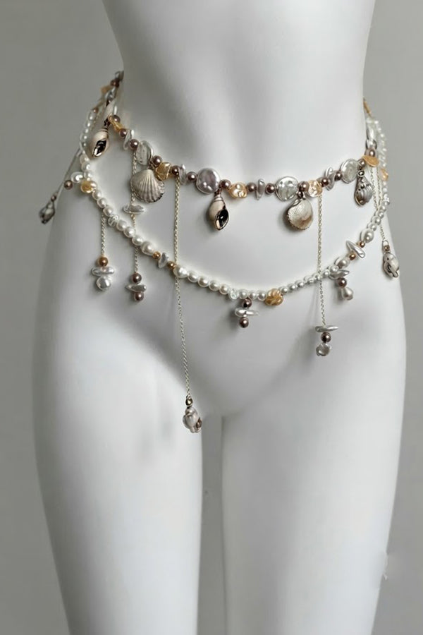 Pearl, Shell, and Conch Tassel Body Chain-Consonak