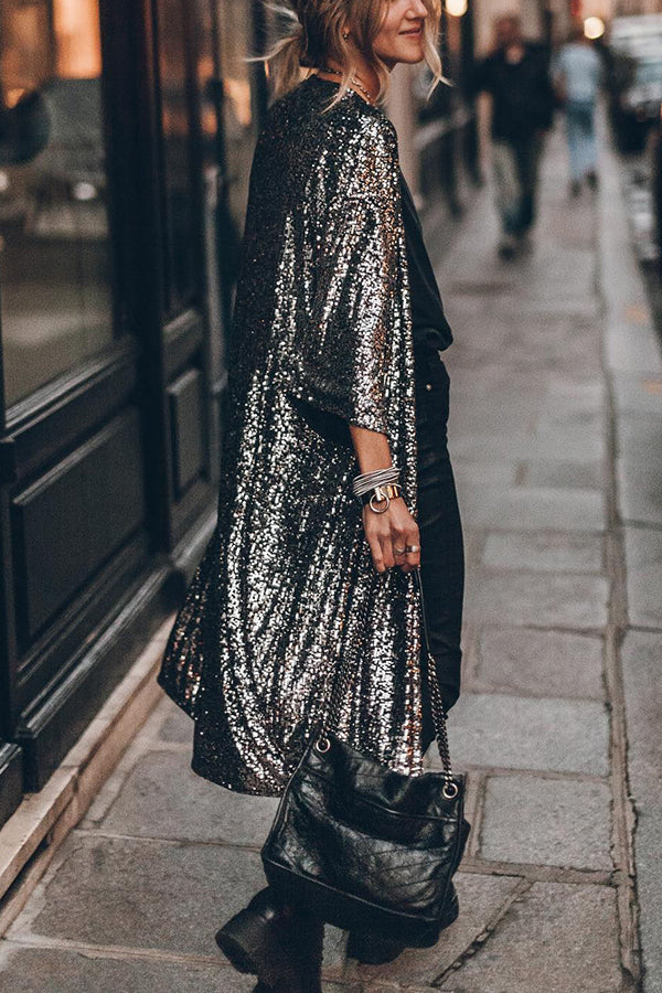 Disco Glamour Sequin Bell Sleeve Kimono | Consonak