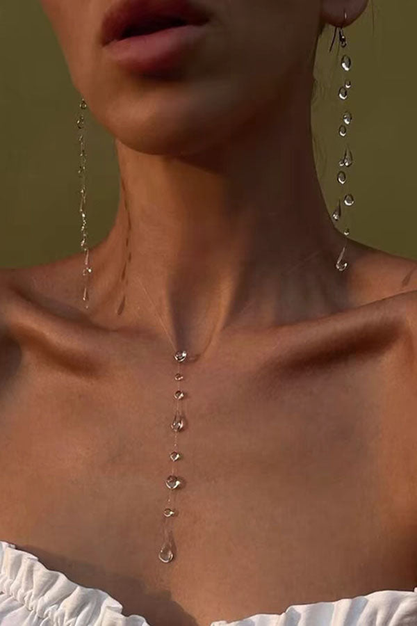 Clear Crystal Dewdrop Earrings-Consonak