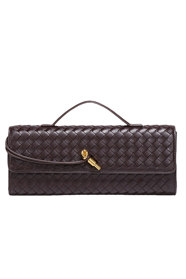 Woven Soft Leather Horizontal Square Accordion Bag | Consonak