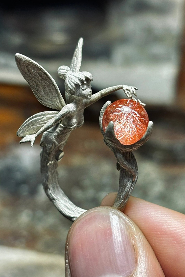 Vintage Elf Angel Adjustable Open Ring-consonak