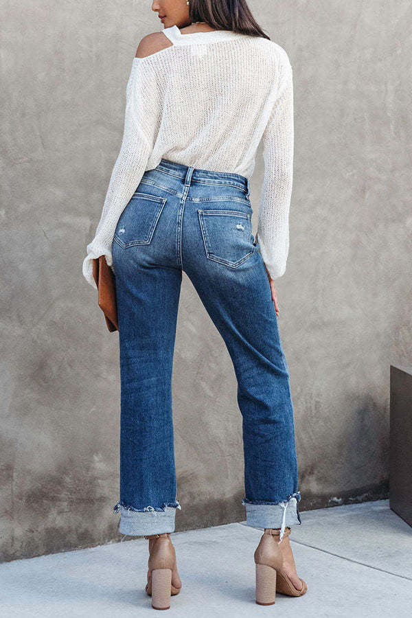 Destiny Stretch High Rise Cross Over Jeans-consonak