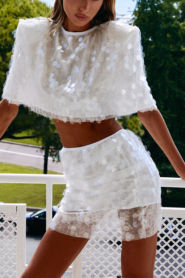 Aura Sparkly Sheer Mesh Sequin Co-ord Set-Consonak