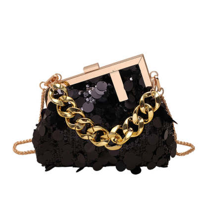 Sequin Chain Shoulder Crossbody Evening Bag-consonak