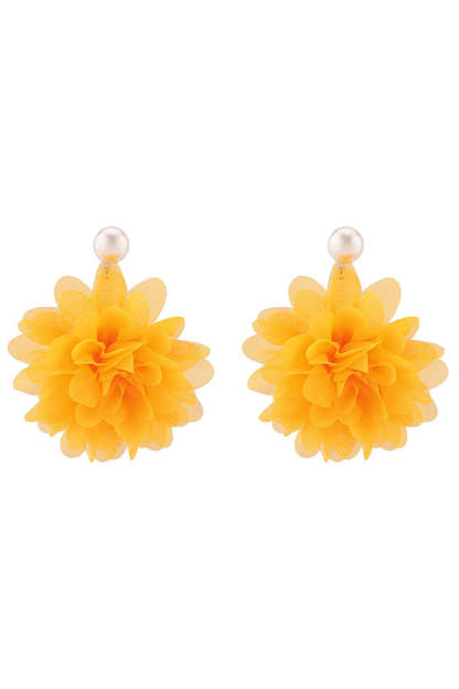 Fashion Holiday Fabric Floral Pearl Earrings-consonak