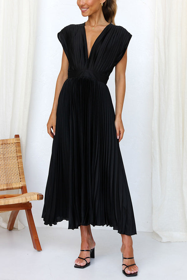 Hello Gorgeous Satin Pleated Party Midi Dress-consonak