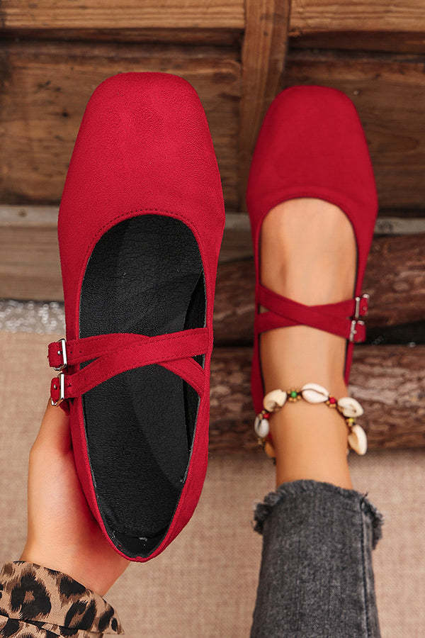 Fashionable Buckled Suede Round Toe Casual Shoes-consonak