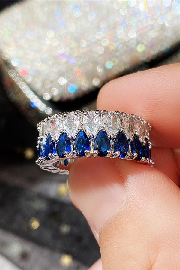 Light Luxury Double Row Drop Zircon Ring | Consonak