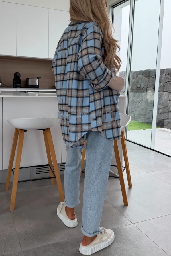 Love of Mine Plaid Print Long Sleeve Oversized Blouse-consonak