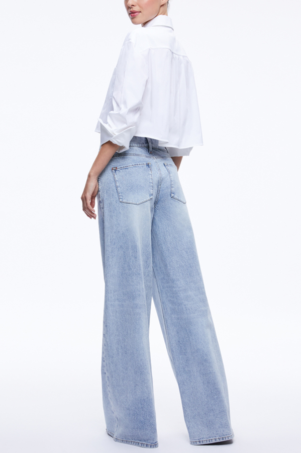 Easy Outfit Idea Long Sleeve Pocket Crop Oversized Fit Blouse