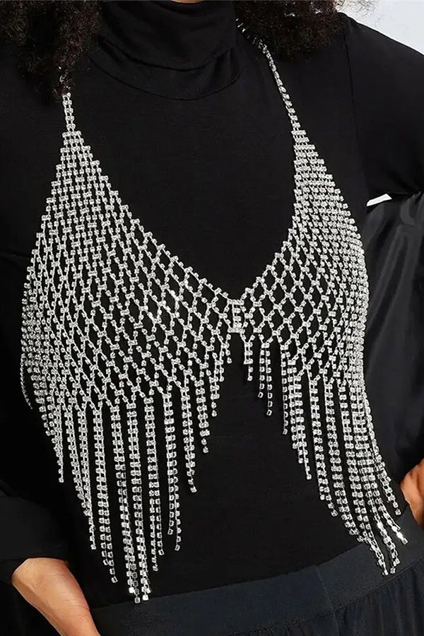 Sexy Rhinestone Tassel Mesh Body Chain | Consonak