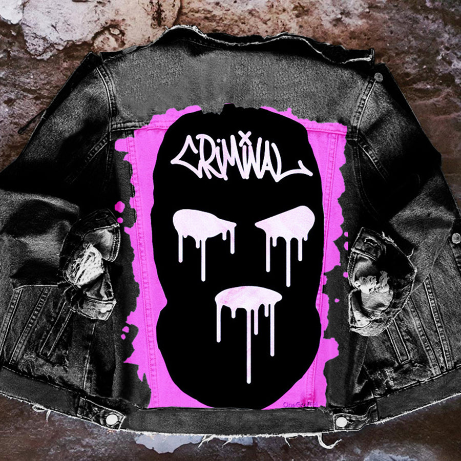 Halloween Print Long Sleeve Denim Jacket-consonak